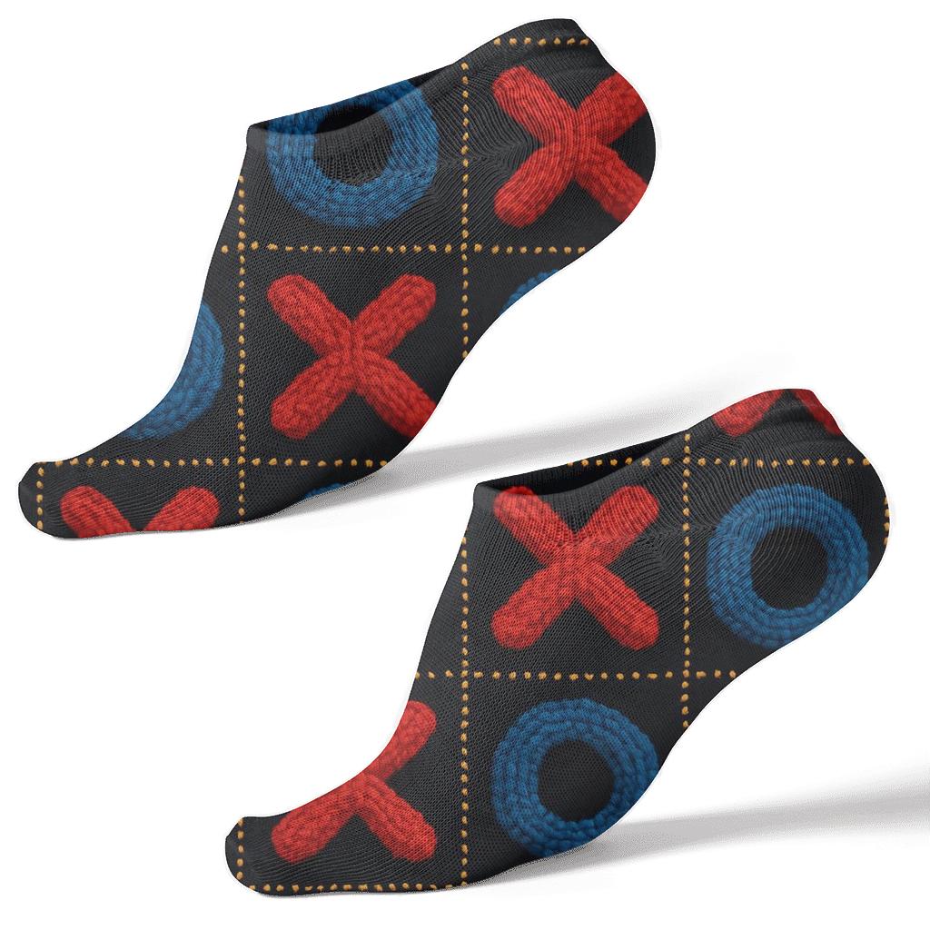 Valentines Xo Icons Knitted Grid Illusion comfortable cotton ankle socks
