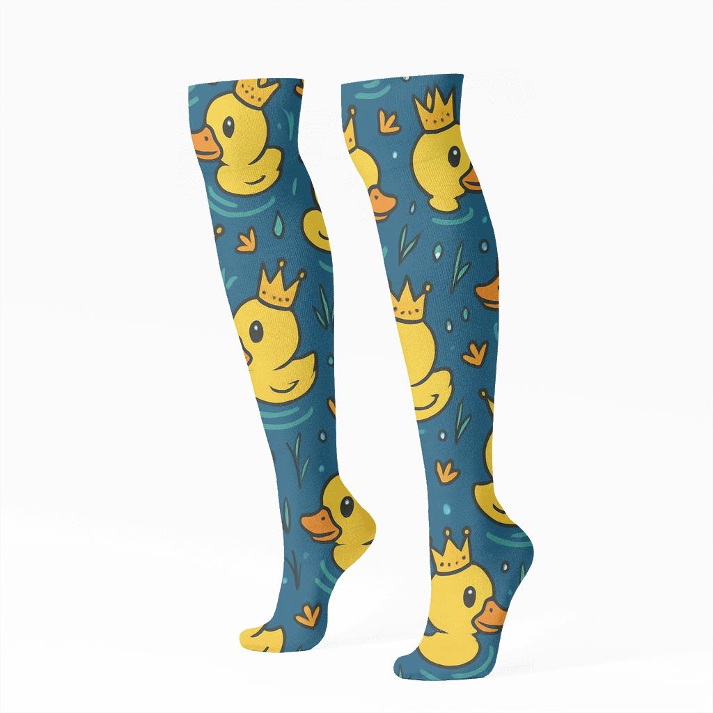 Duck Crown Ripple Tessellation stylish athletic knee-high socks