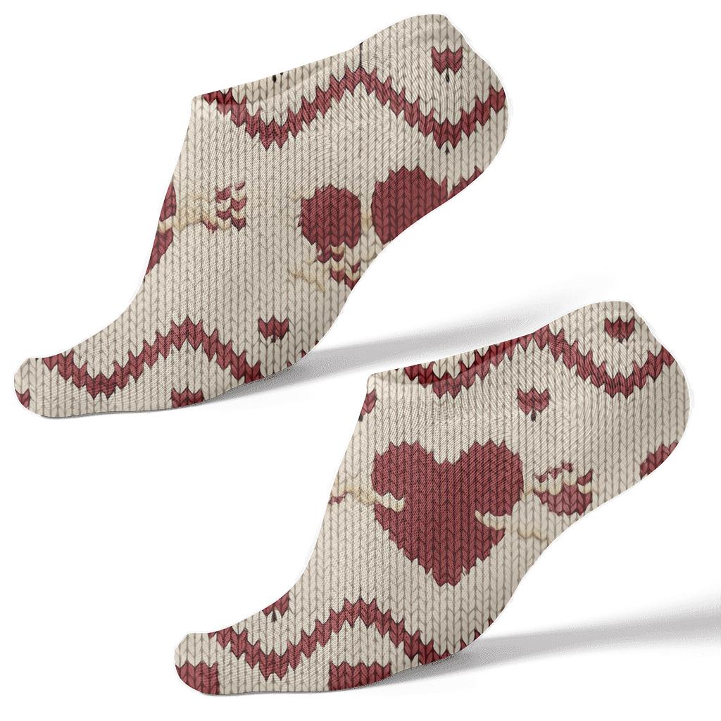 Valentines Heart With Arrow Knit Illusion Chevron premium sports ankle socks