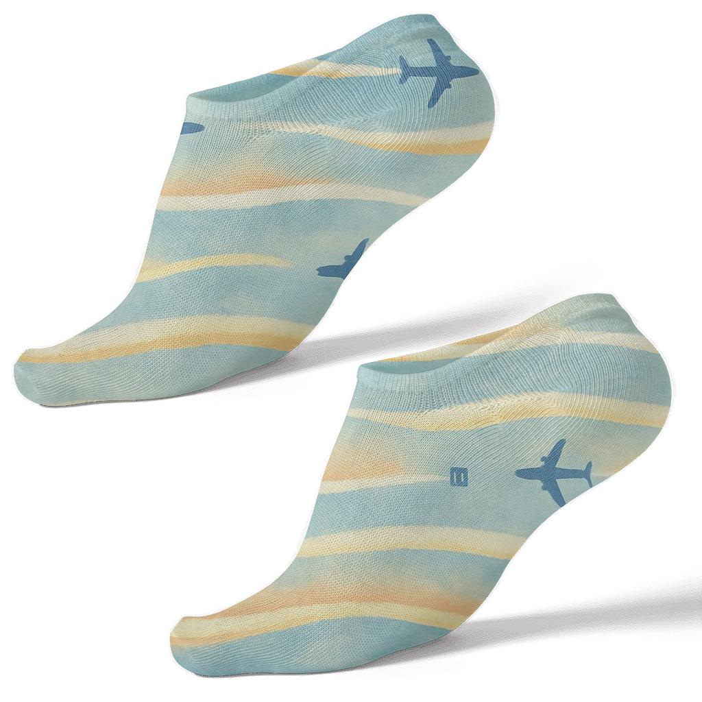 Airplane Contrail Ribbon Bands In Sunset Sky soft everyday ankle socks