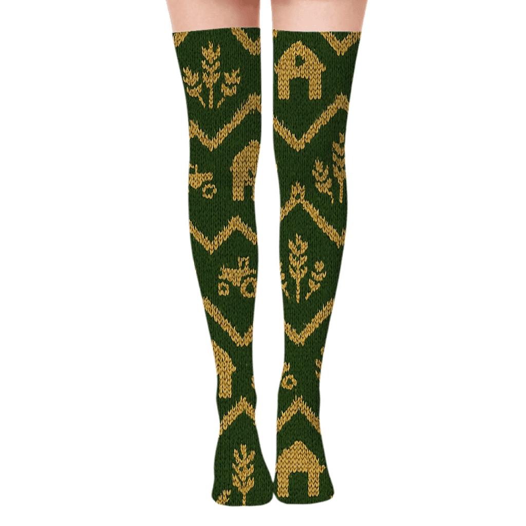 Knitted Farmer Harvest Chevron soft everyday over-the-knee socks