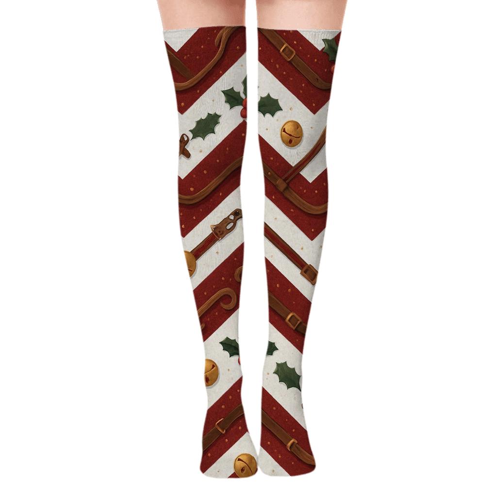 Crimson Crafted Runner-Sleigh Track Chevron custom over-the-knee socks