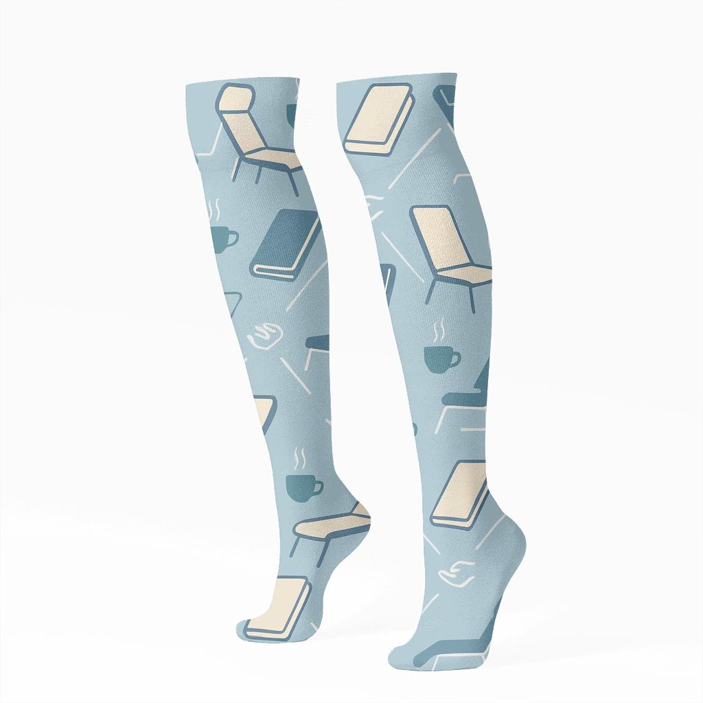 Therapy Chair Lattice With Counselor Notes designer print knee-high socks