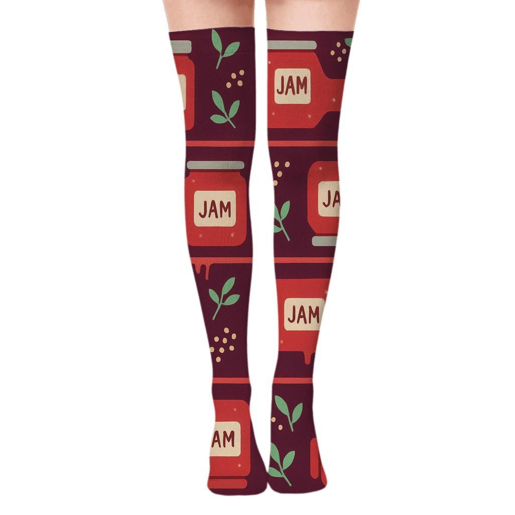 Strawberry Jam Jar Orbit Tiles personalized over-the-knee socks