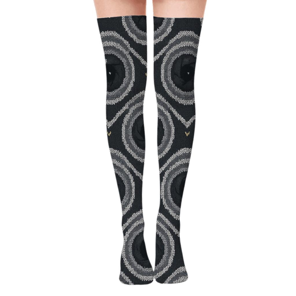 Photographer Lens Chevron Quilt comfortable cotton over-the-knee socks