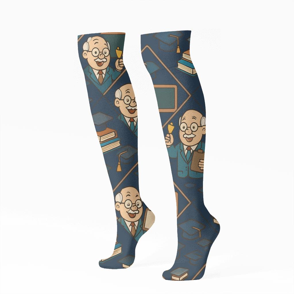 School Principal Hall Pass Tessellation premium sports knee-high socks
