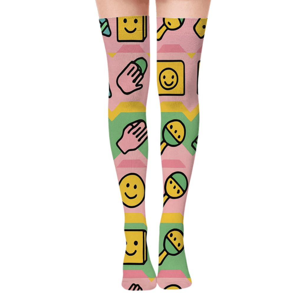 Crayon Chevron For The Childcare Worker Classroom designer print over-the-knee socks