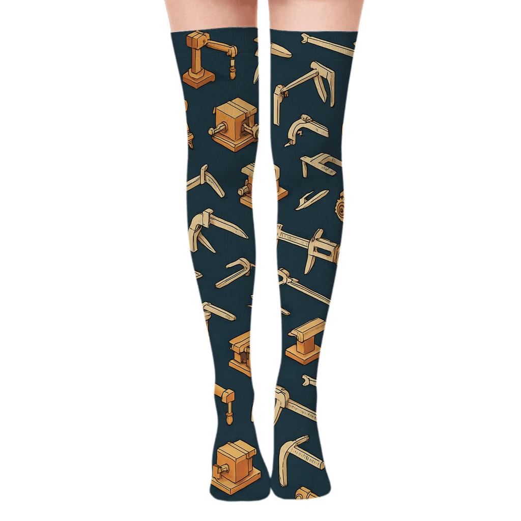 Isometric Workshop Parade For Mechanical Engineer stylish fashion over-the-knee socks