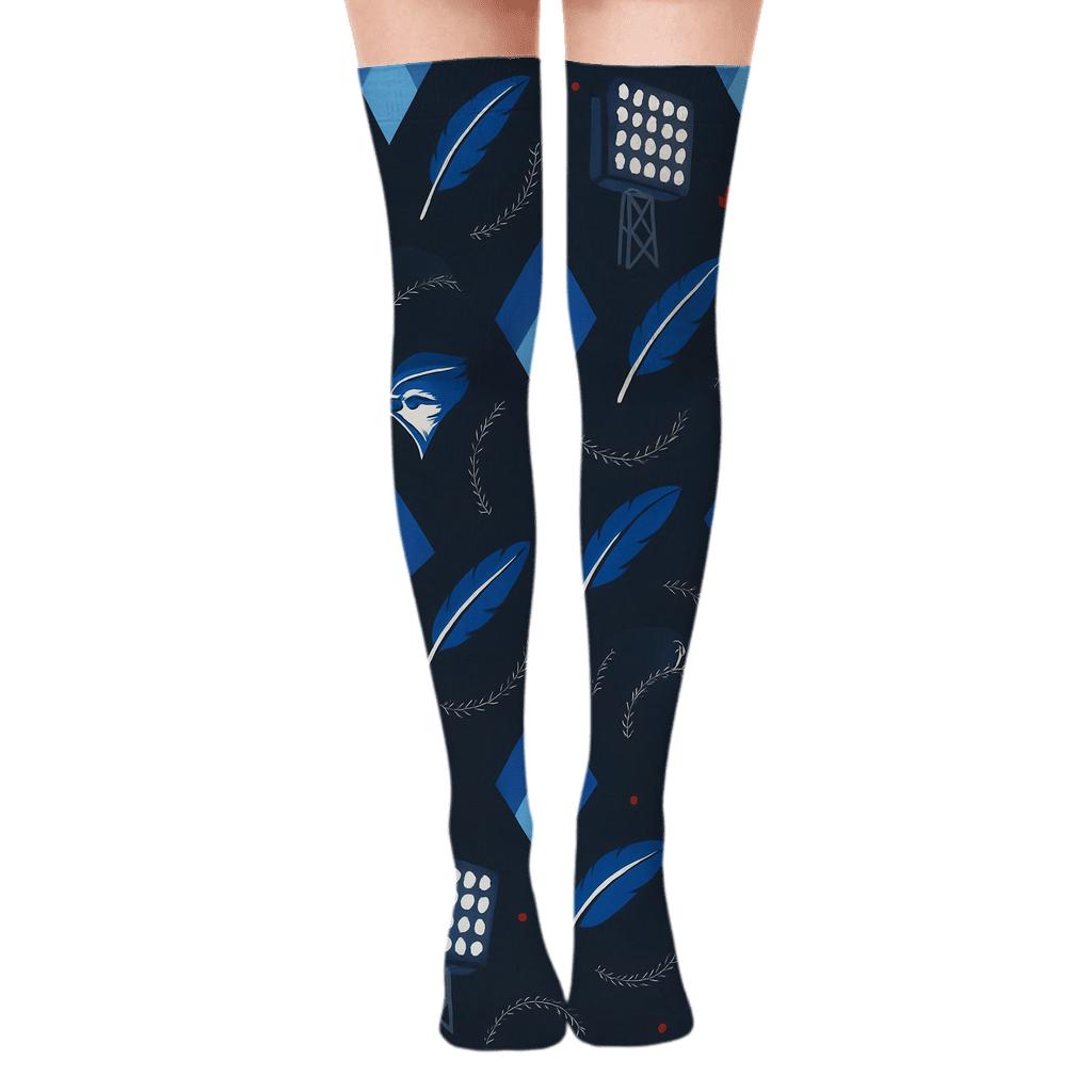 Stadium Light Lattice, Blue Jays Edition designer print over-the-knee socks