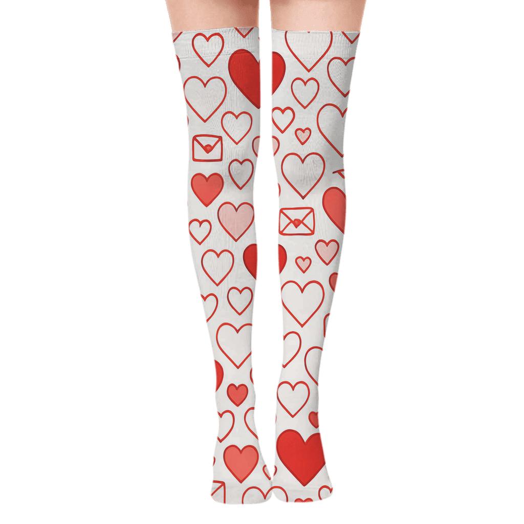 Valentines Classic Heart Seamless Pattern stylish fashion over-the-knee socks
