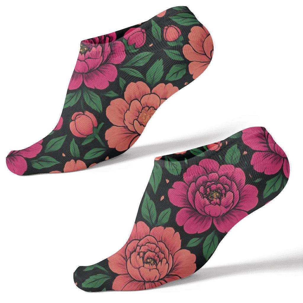 Midnight Peony Starburst Tessellation comfortable cotton ankle socks