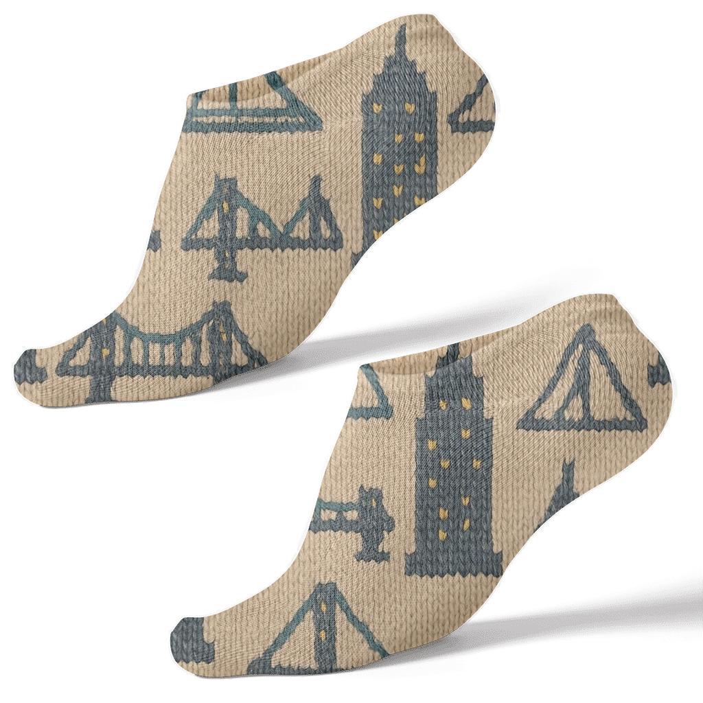Knitted City Grid, Architect Edition trendy patterned ankle socks
