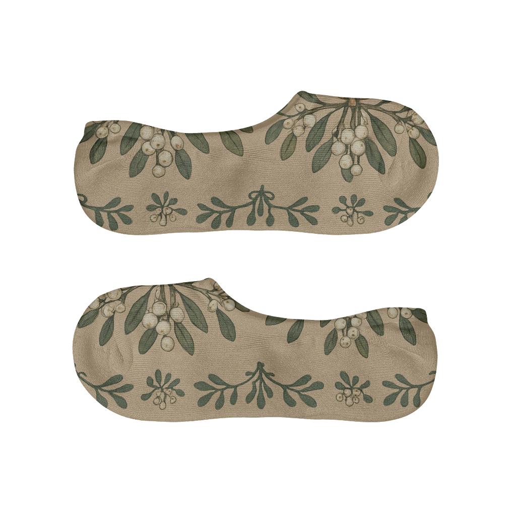 Botanical Poster Bands With Kissing Sprigs In Mistletoe trendy no-show sock styles