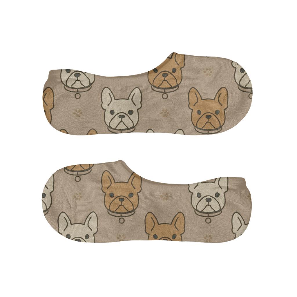 Minimal Collar Loop Grid With Bulldog Faces anti-slip no-show socks