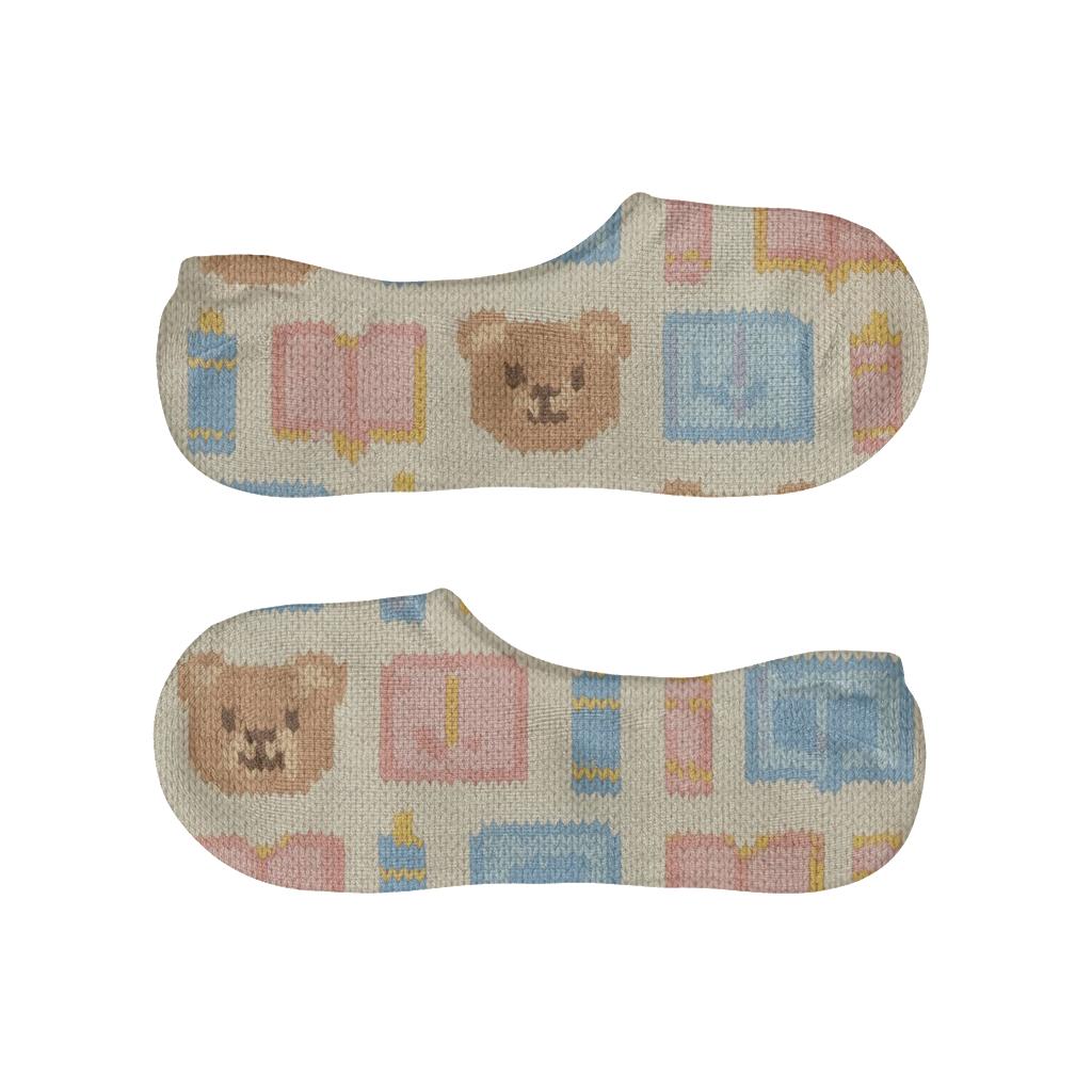 Knitted Playroom Tiles, Childcare Worker Edition designer printed no-show socks