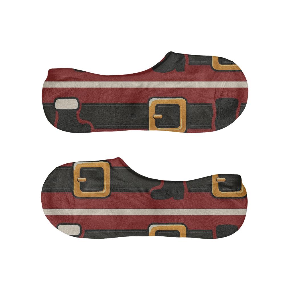 Belt And Buckle Borders, Santa Edition soft cotton no-show socks