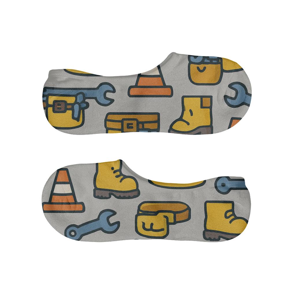Blueprint Parade With Construction Worker Icons personalized no-show socks