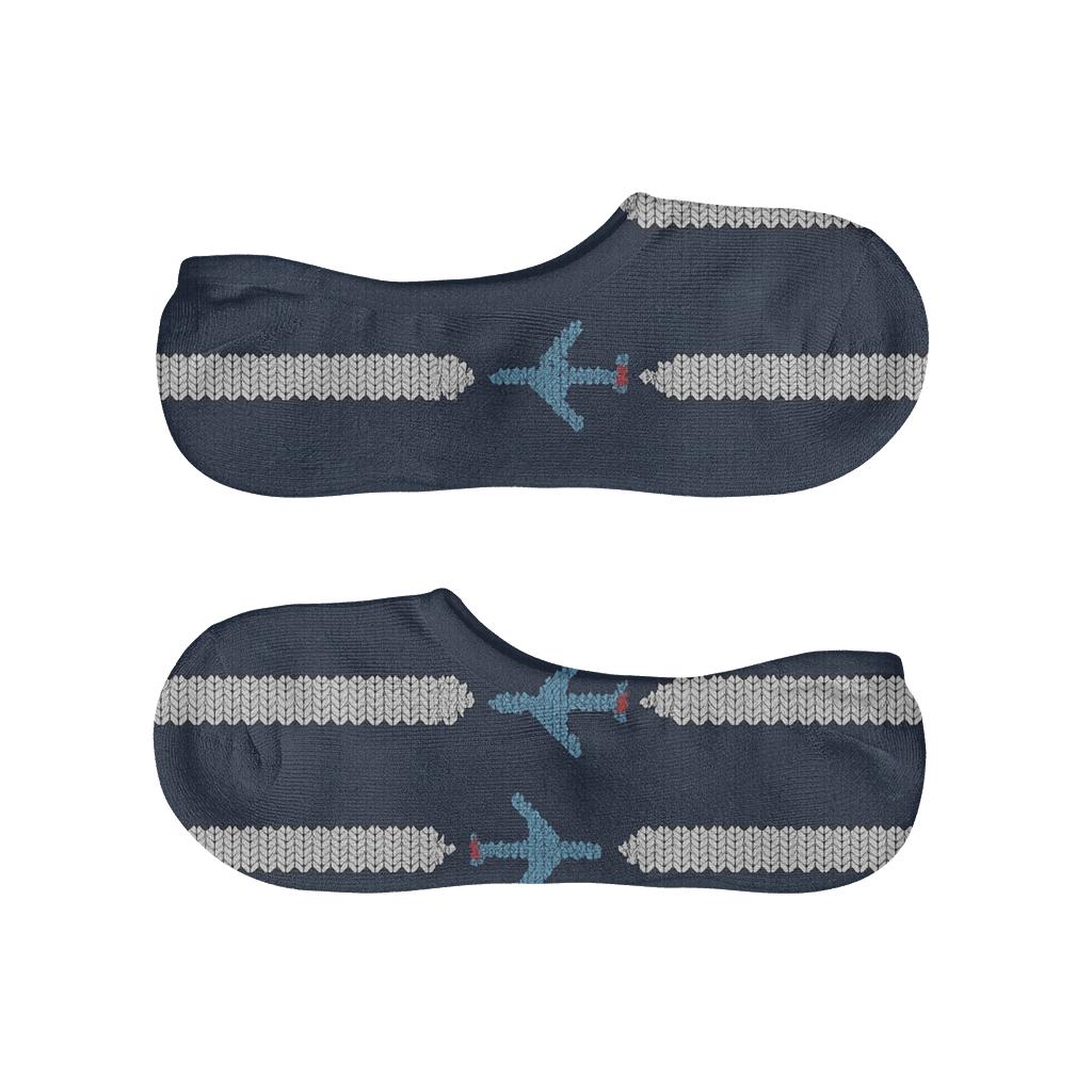 Contrail Band Weave, Airplane Edition designer print no-show socks