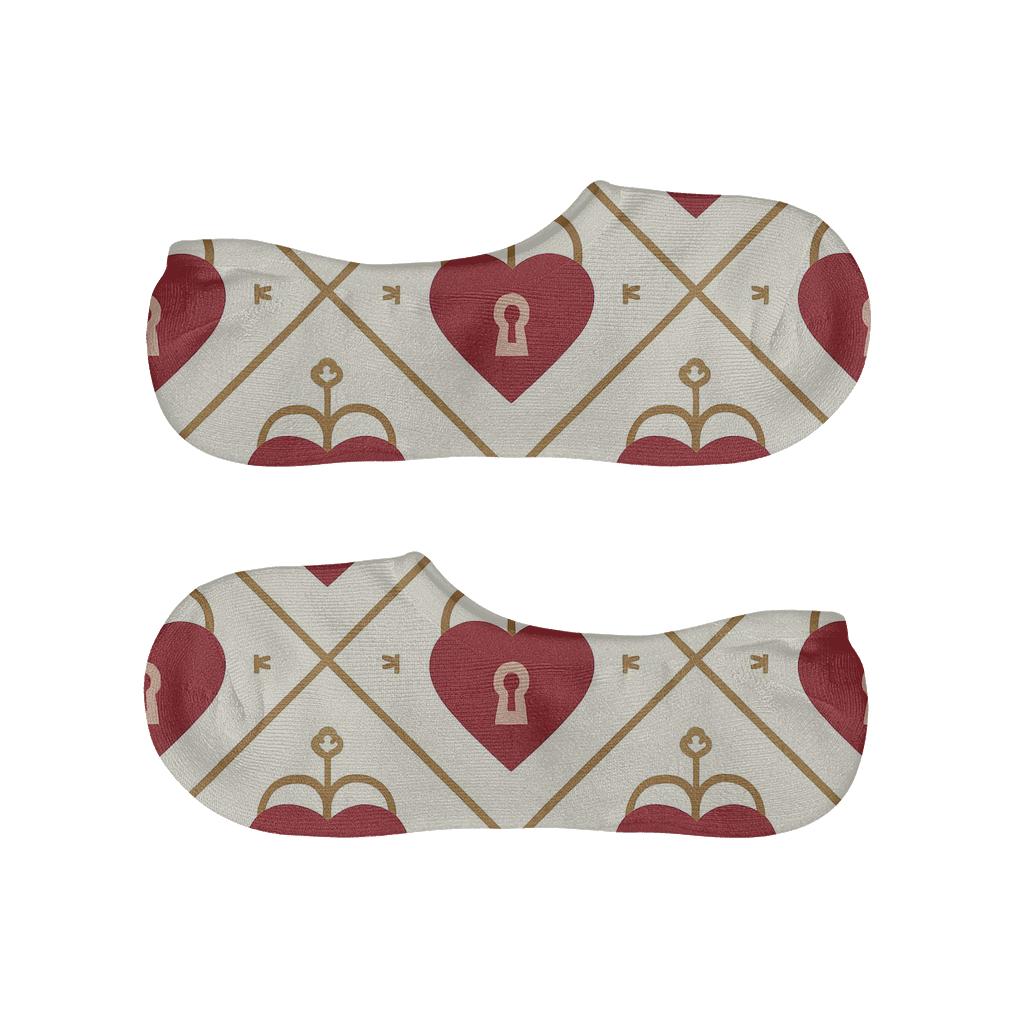 Art Deco Tile Pattern With Heartshaped Lock And Key Motifs personalized invisible socks