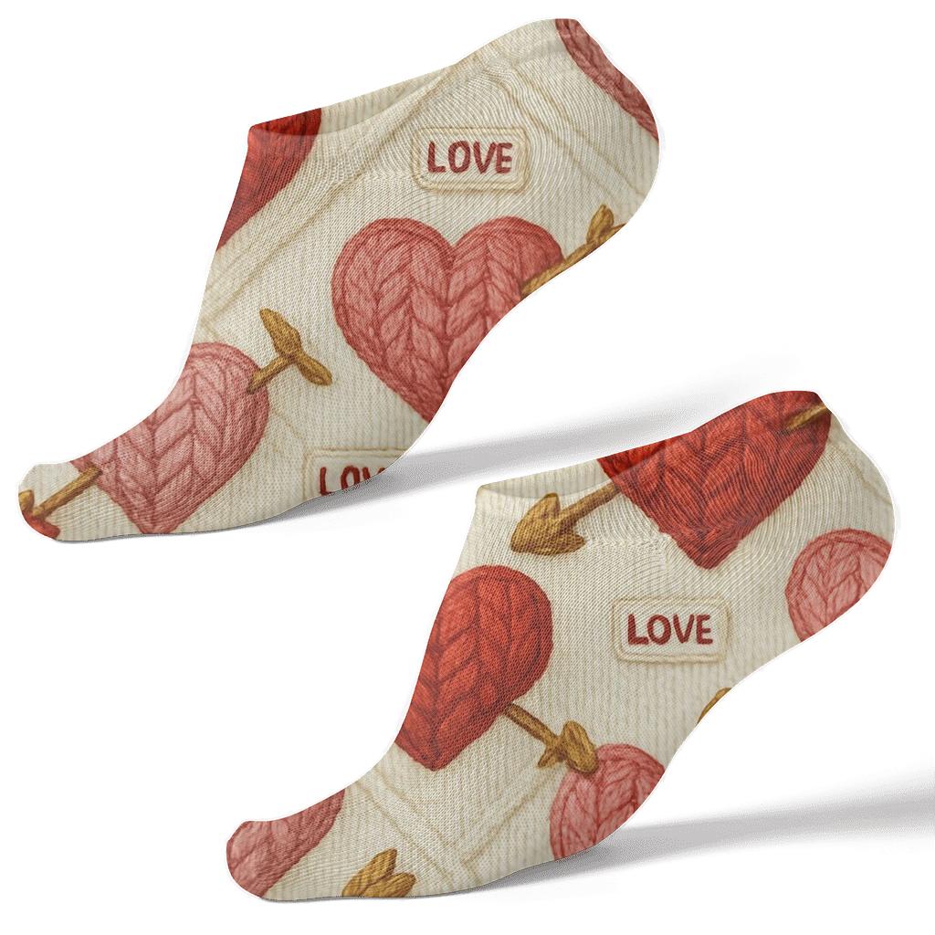 Knitted Illusion Valentines Heart With Arrow Lattice comfortable cotton ankle socks