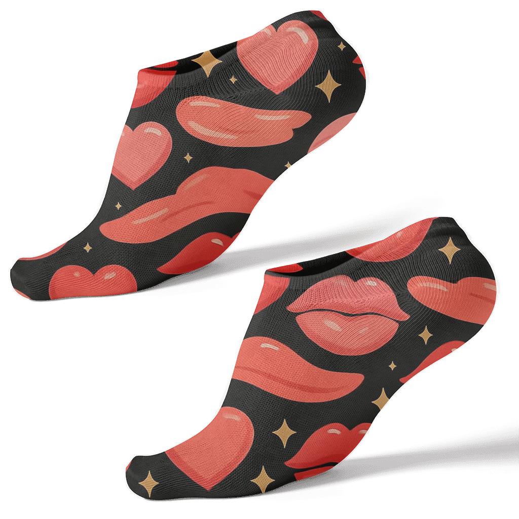 Lipstick Bands With Valentines Pop Collage premium sports ankle socks