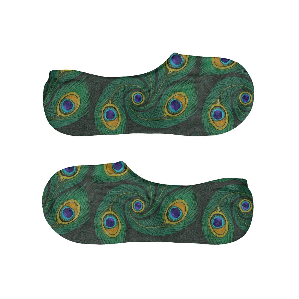 Peacock Tail Eye Dot Spiral Tiles trendy no-show sock styles