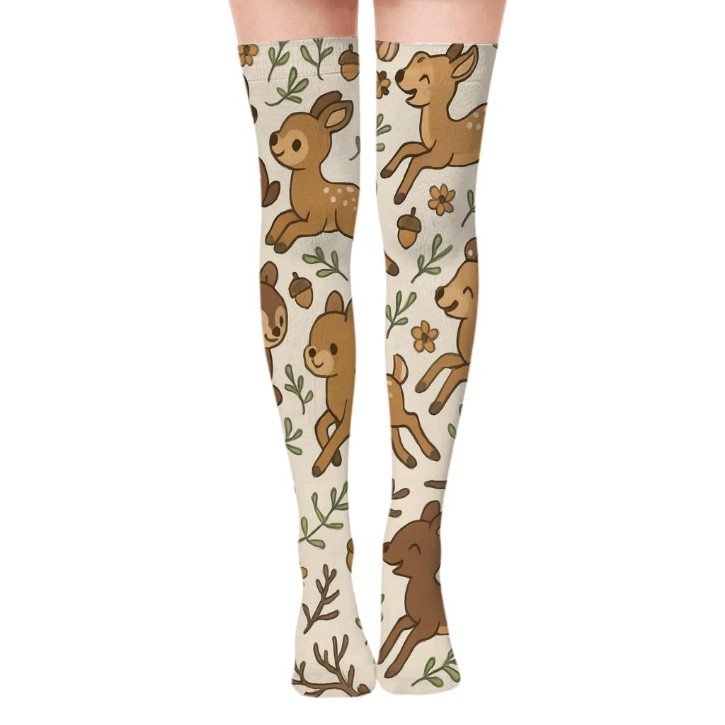 Woodland Party Tessellation For Playful Deer trendy patterned over-the-knee socks