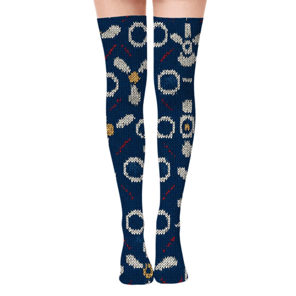 Knitted Pilot Propeller Chevron personalized over-the-knee socks