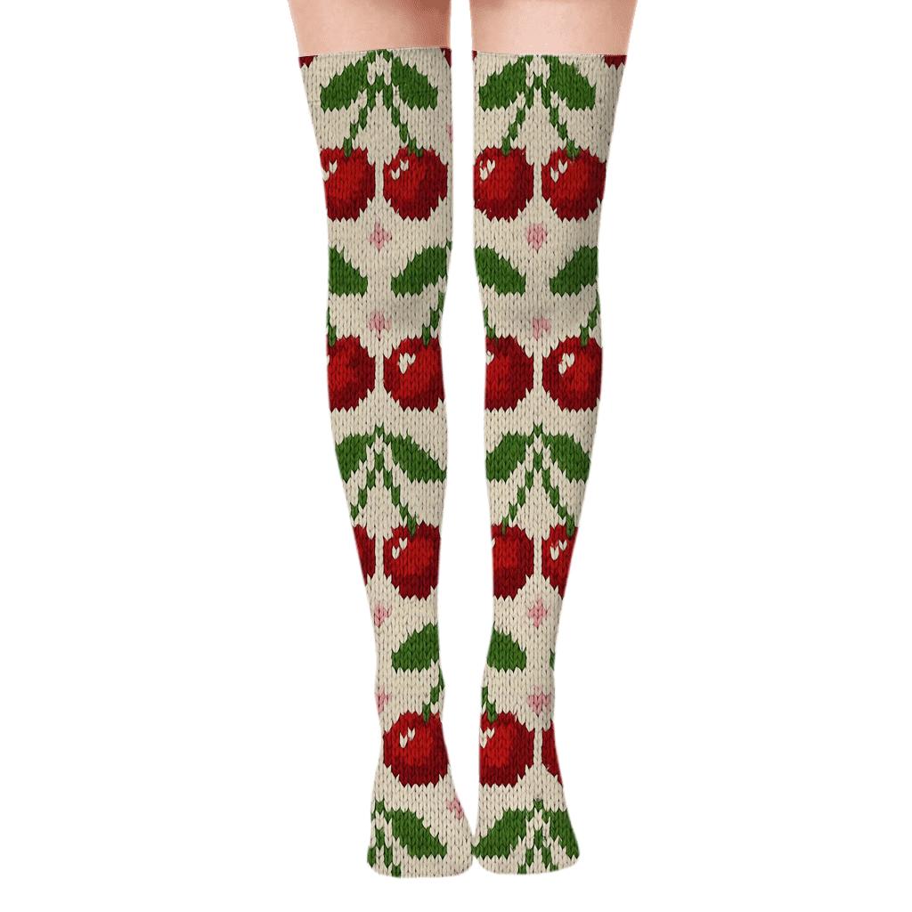 Knitted Illusion Cherry Stem Chevron custom over-the-knee socks