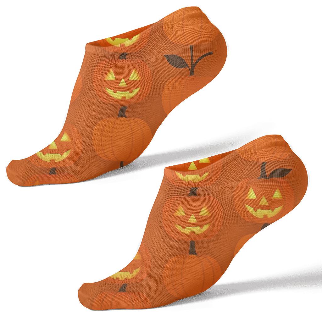 Stacked Pumpkins Column Repeat On Orange Background trendy patterned ankle socks