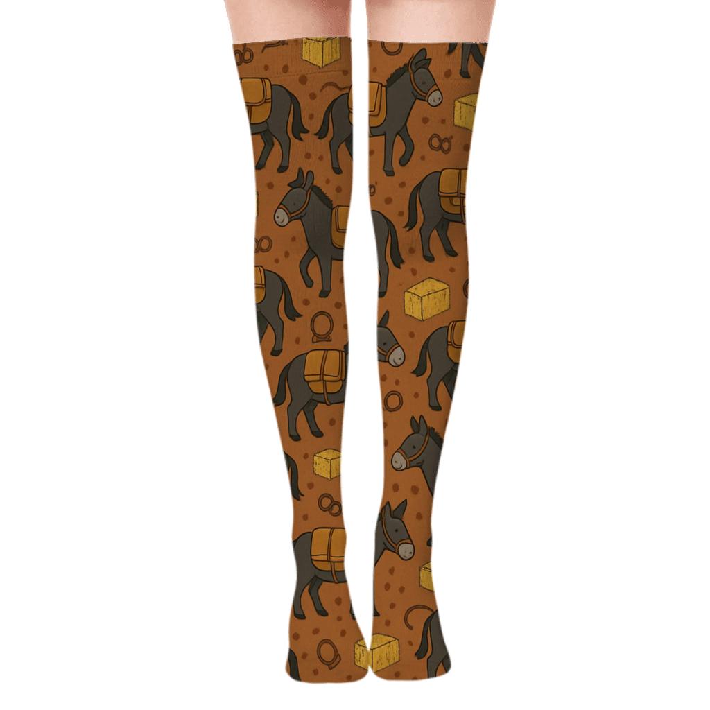 Donkey Saddlebag Bazaar Tilework personalized over-the-knee socks