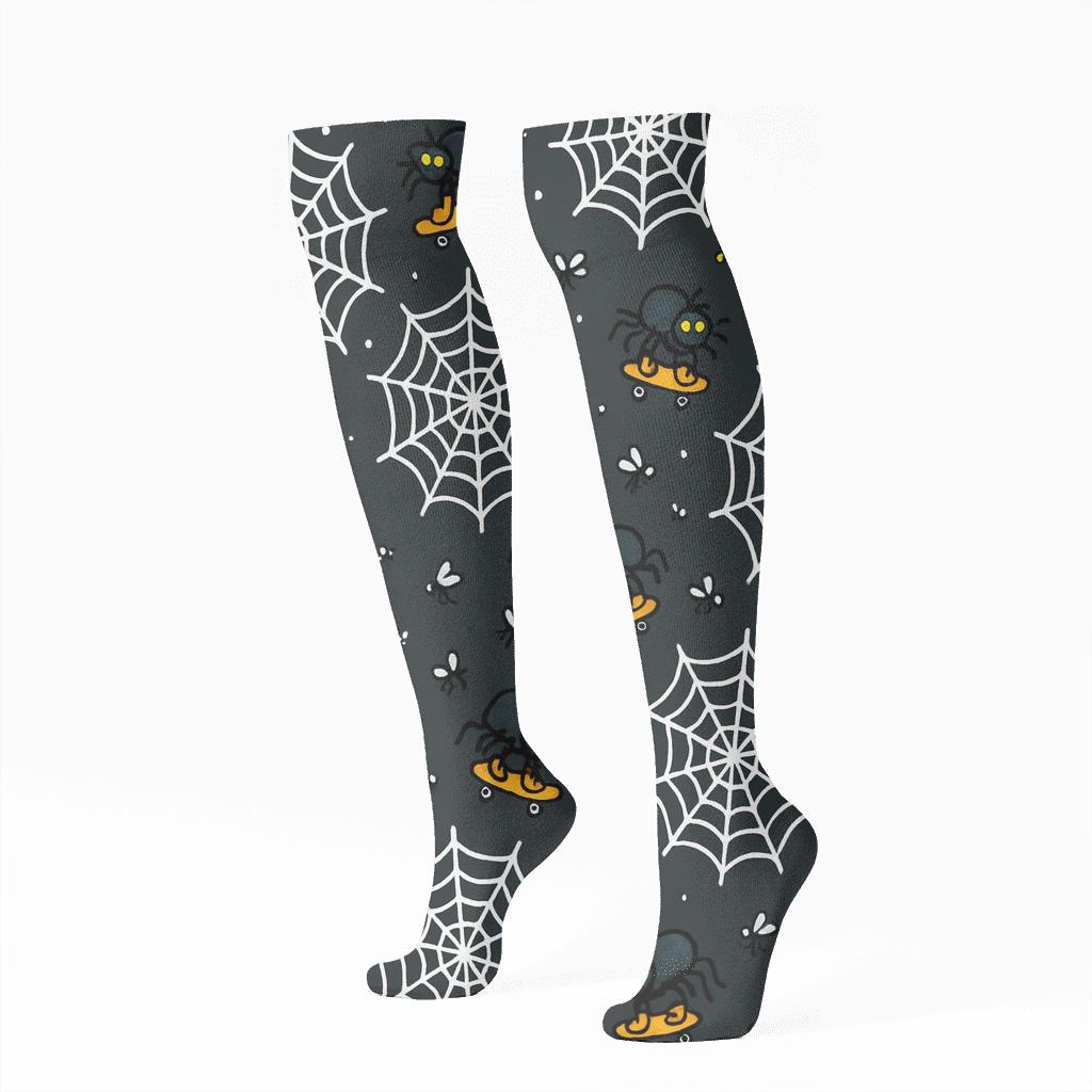 Spider Web Lattice Party Print designer print knee-high socks