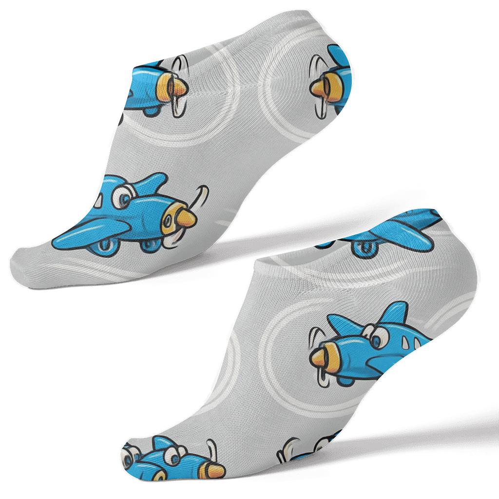 Mirrored Airplane Racing Scene Tiles custom ankle socks