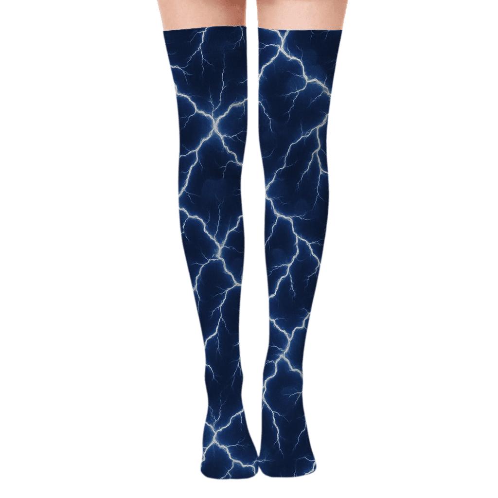 Indigo Circuit Storm Lattice soft everyday over-the-knee socks