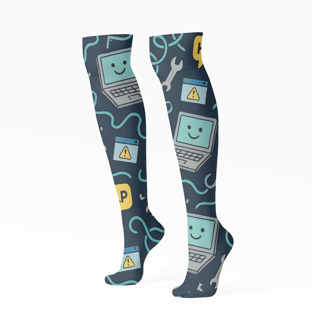 Cable Confetti Party, It Support Specialist Edition designer print knee-high socks