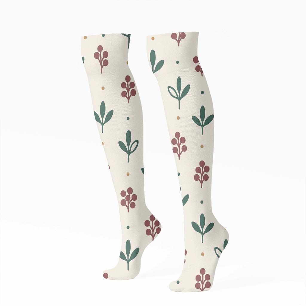 Minimal Mistletoe Grid, Christmas Edition stylish athletic knee-high socks