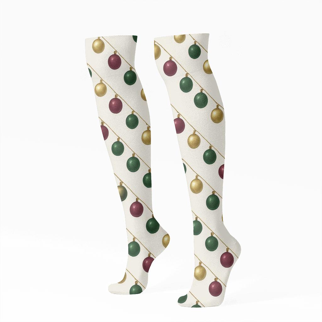 Ornament Garland, Holiday Diagonal Array comfortable cotton knee-high socks