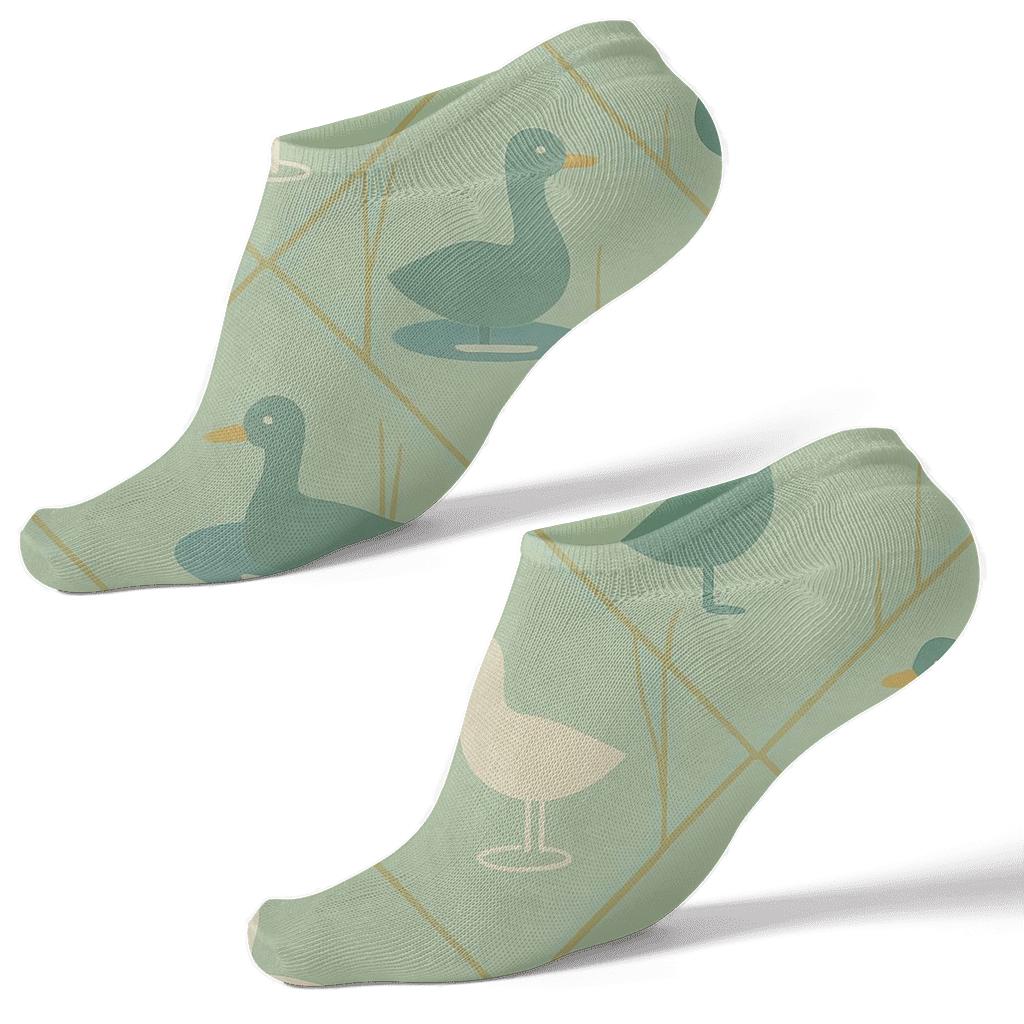 Minimalist Duck Silhouette Lattice On Soft Green unique graphic ankle socks
