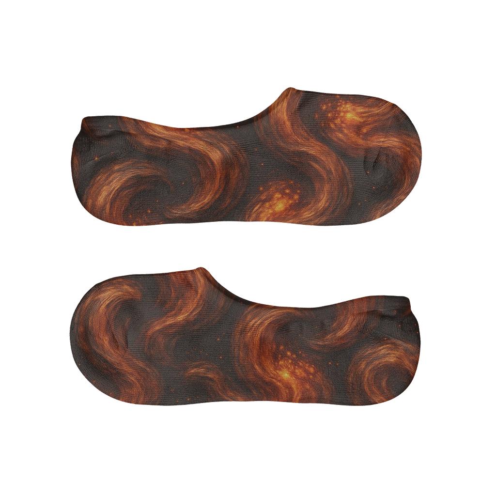 Molten Copper Ember Weave On Charcoal Black trendy no-show sock styles