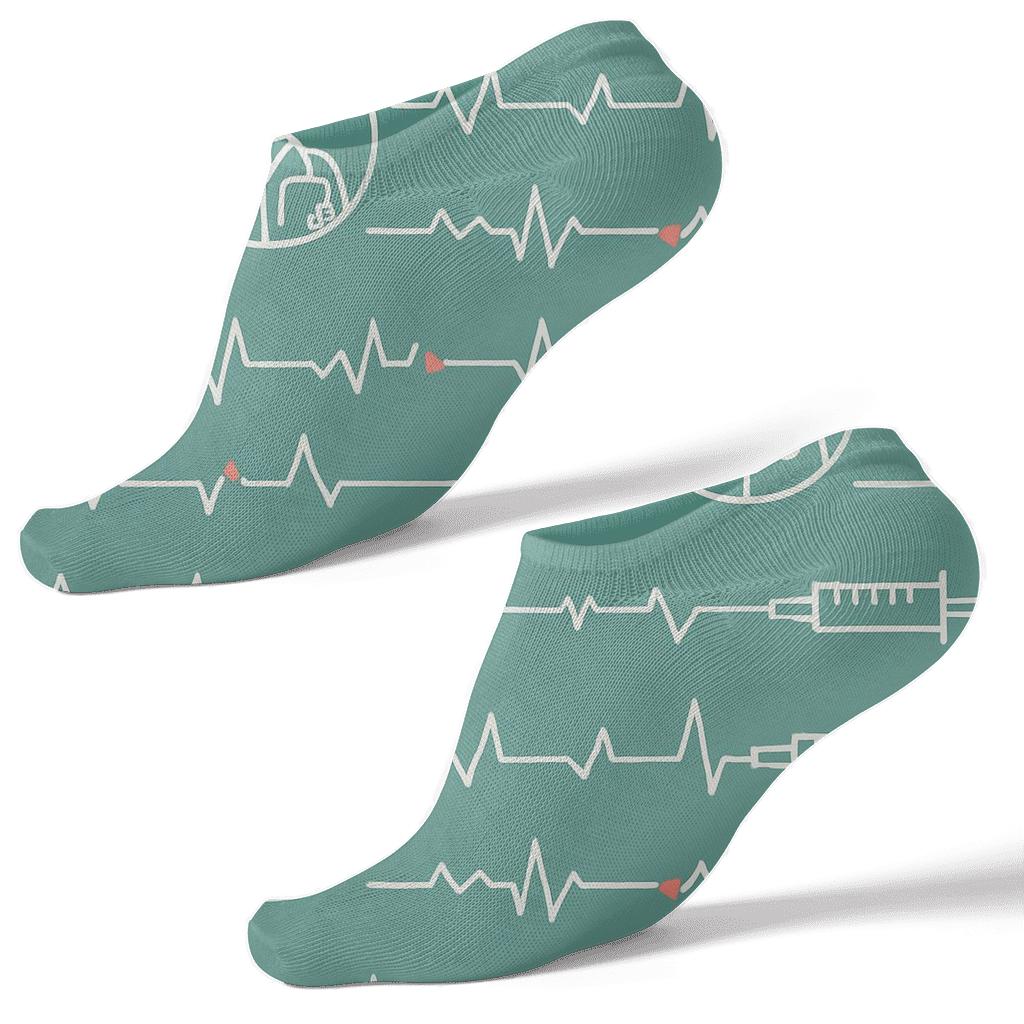 Medical Chart Stripes With Doctor Silhouette Medallions custom ankle socks