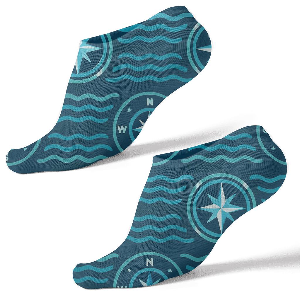 Compass Medallions With Sailor Wave Bands stylish athletic ankle socks