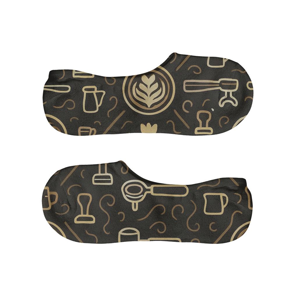 Latte Rosette Lattice With Barista Tools soft cotton no-show socks