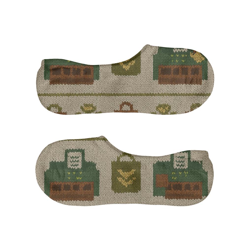 Cashier Knit Illusion Coin Chevron soft cotton no-show socks