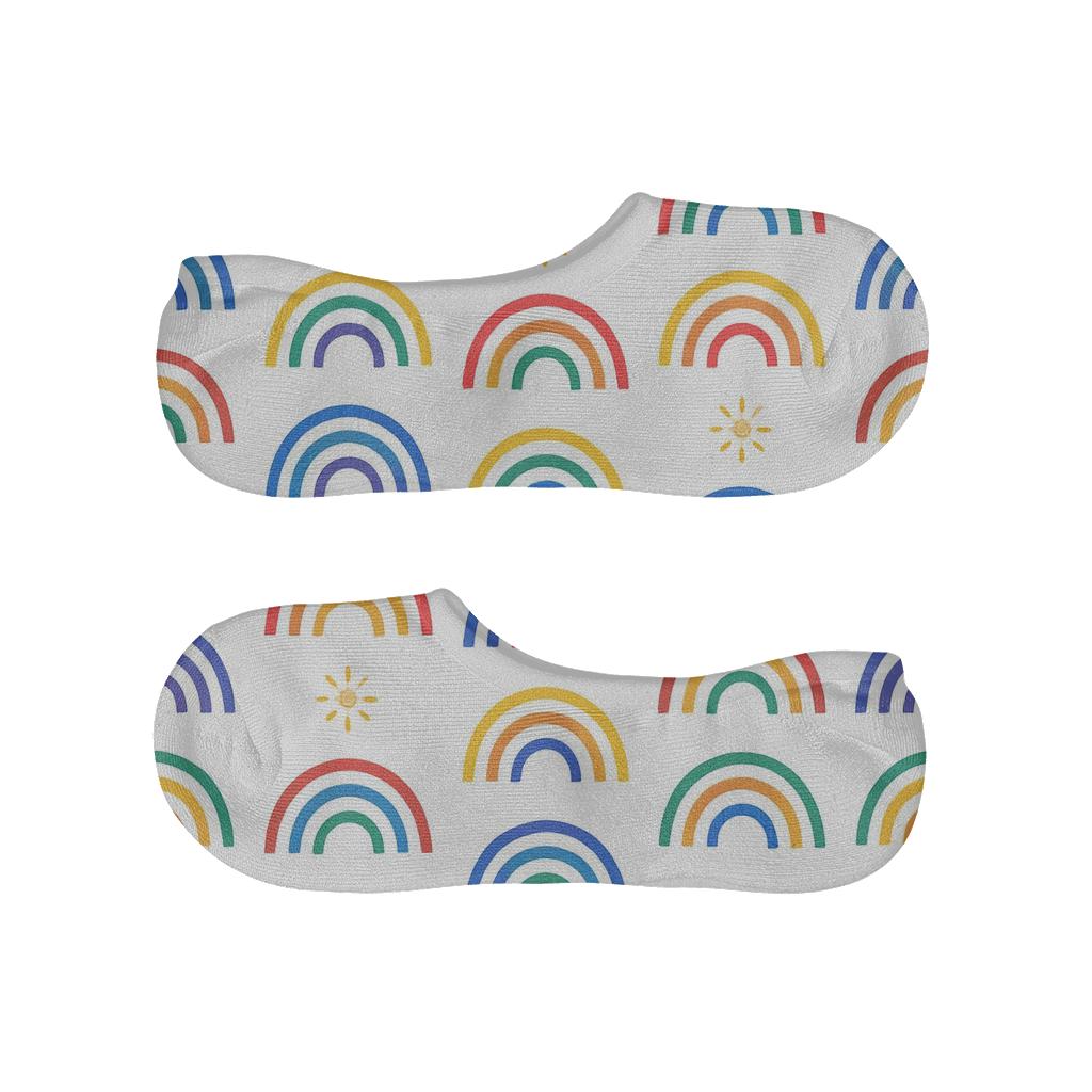 Minimalist Rainbow Arc Silhouette Tile On White Ground breathable no-show socks