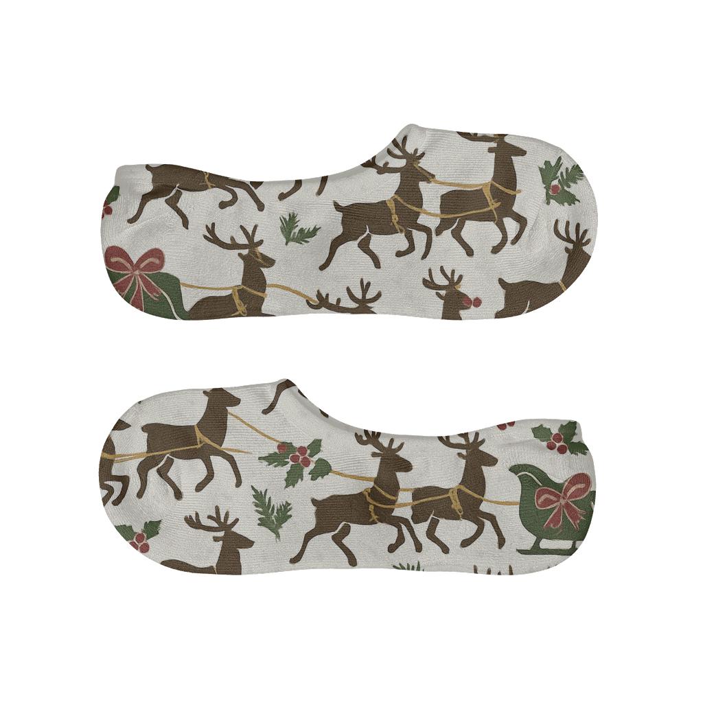 Reindeer Sleigh Parade Rudolph Pattern anti-slip no-show socks