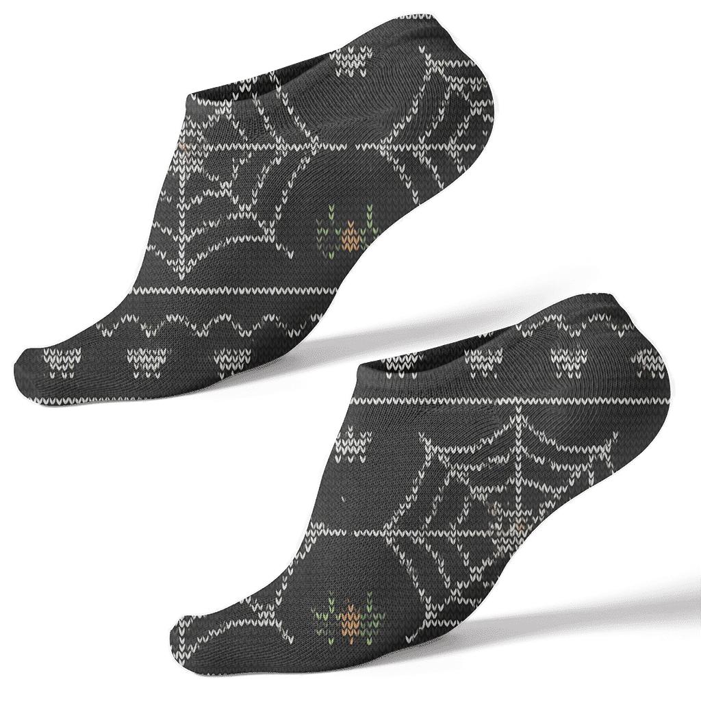 Knitted Spider Web Bandwork In Silver And Ochre premium sports ankle socks