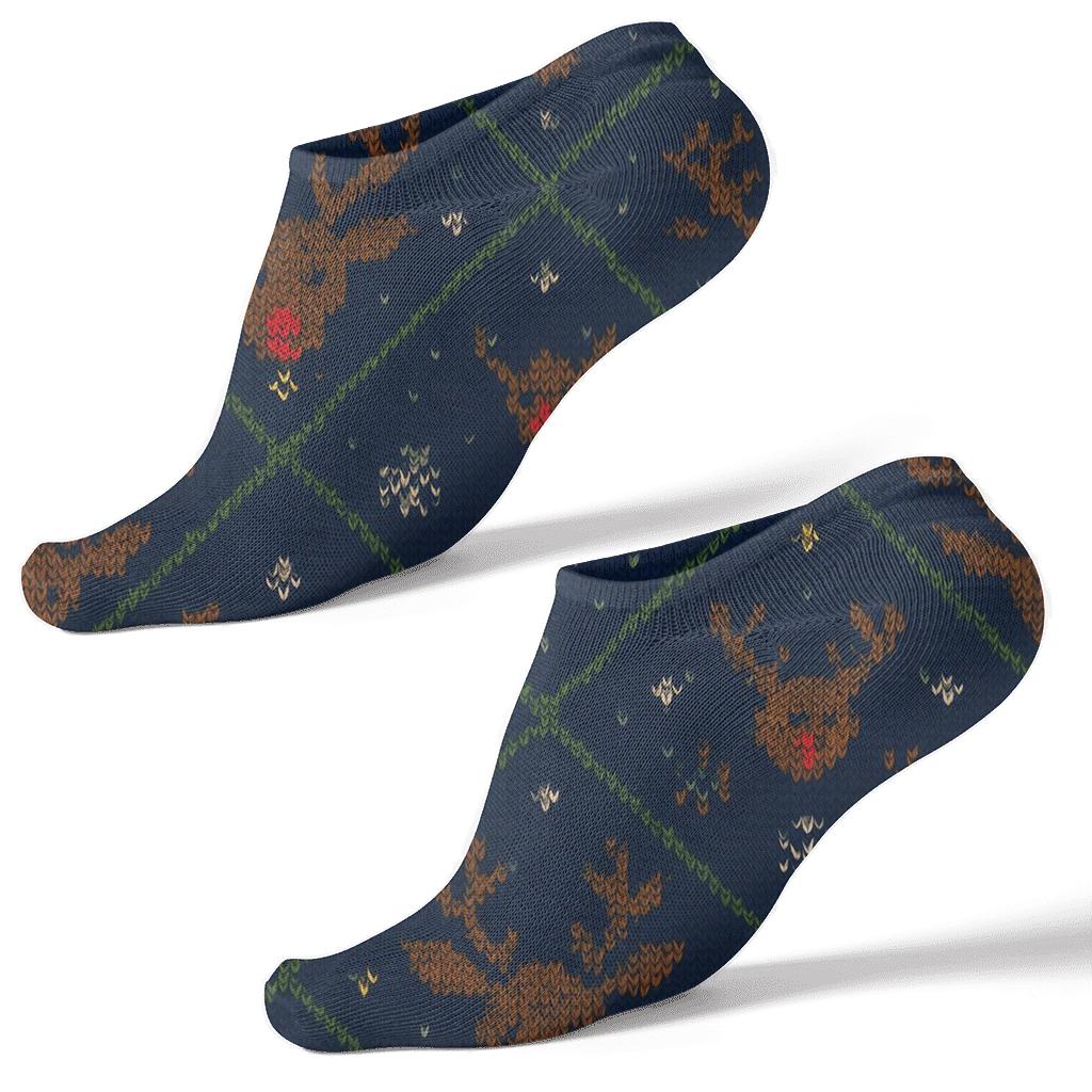 Nordic Antler Lattice With Rudolph Glow stylish athletic ankle socks
