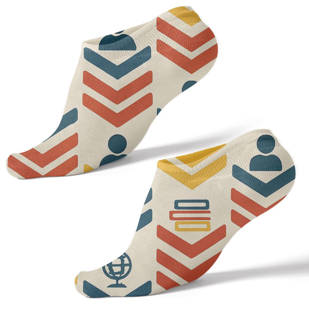 Book Chevron With Teacher Icons custom ankle socks