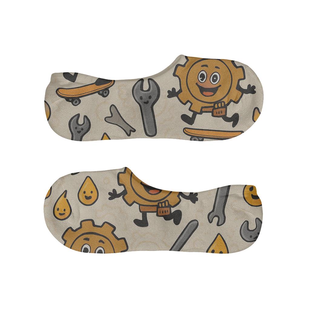 Mechanic Crafted Gear Carnival All Over Print soft cotton no-show socks