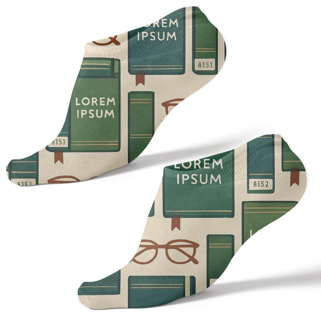 Book Spine Lattice In Librarian Teal stylish athletic ankle socks